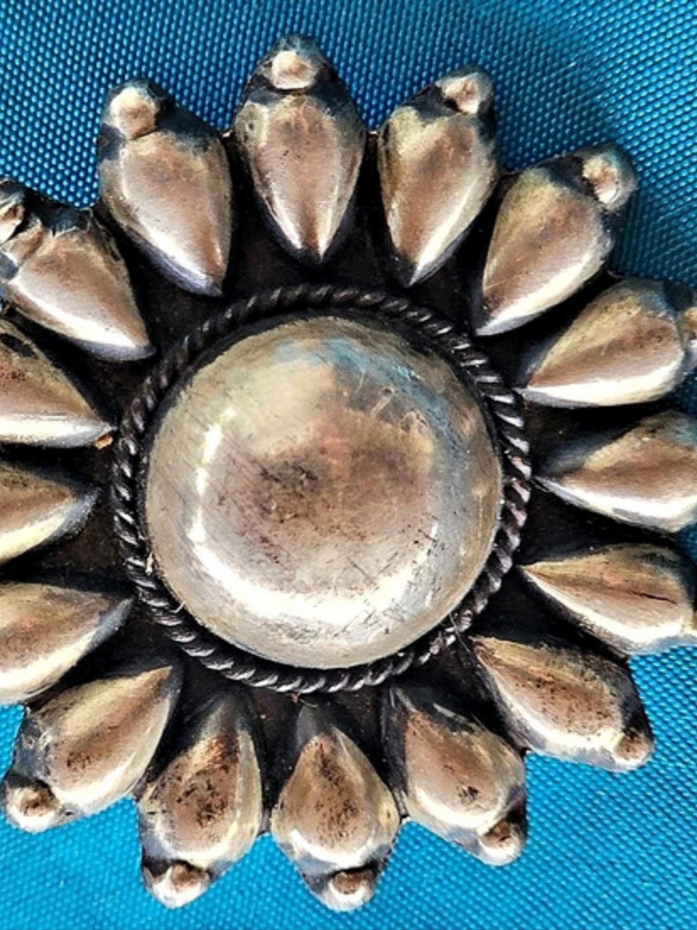 Vintage Sunburst Statement Brooch in Silver